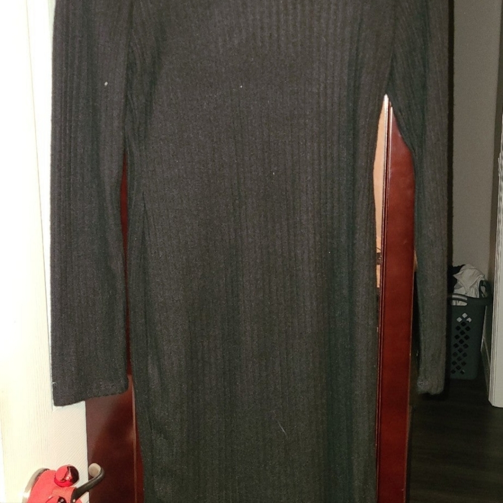 Bozzolo ribbed l/s dress black new size large